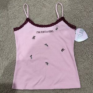 OUTLAW Y2k Retro Lace Trim Embroidered Cami Tank Top